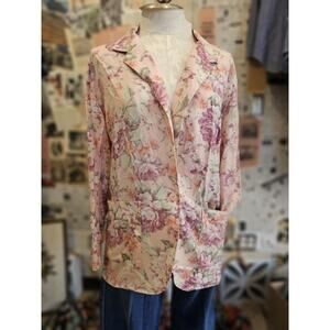 Vintage 2XS Pink Floral Blazer w/ One Button Size Small